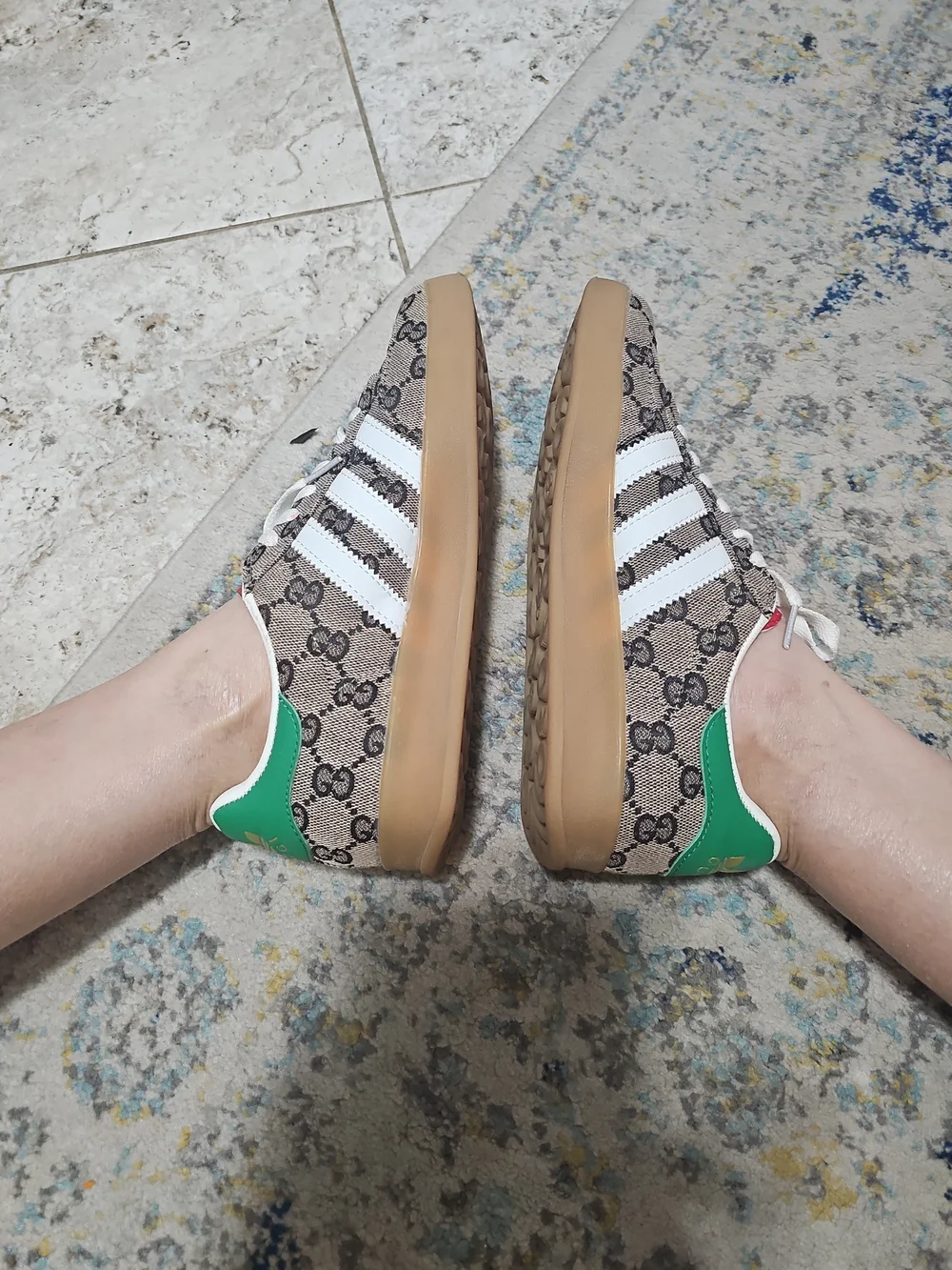 adidas x Gucci Gazelle Beige GG Monogram Size 7 - Picture 5 of 15